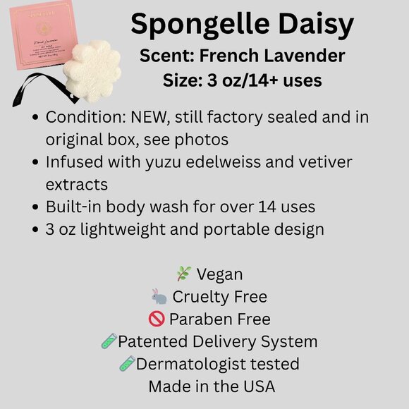 Spongelle French Lavender Body Wash Infused Buffer All In One Cleansing Exfoliat - Picture 6 of 6
